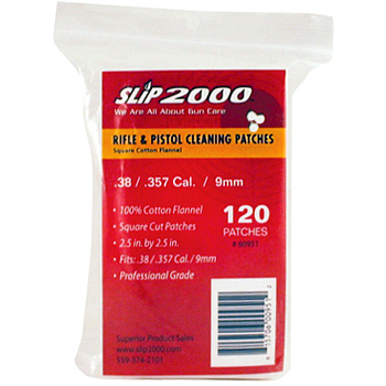 Slip 2000 Square Flannel Cleaning Patches PISTOL - 357 / 38 / 9mm / 10mm (120 ct)