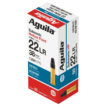 22LR 38gr HP Aguila Subsonic Ammo Box (50 rds)