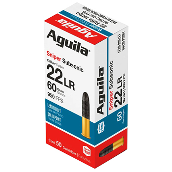 22LR 60gr SP Aguila Sniper Subsonic Ammo Box (50 rds)