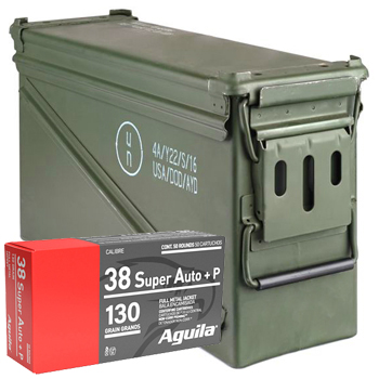 38 Super Auto +P FMJ Aguila Ammo in a PA120 Ammo Can (1000 rds)