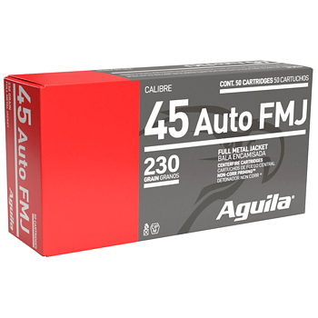 45 ACP (45 Auto) 230gr FMJ Aguila Ammo Box (50 rds)