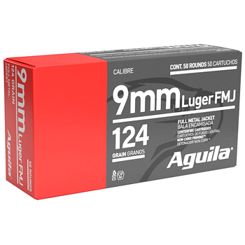 9mm Luger (9x19mm) 124gr FMJ Aguila Ammo Box (50 rds)
