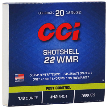 22 WMR Shotshell 52gr 1/8oz #12 CCI Ammo Box (20 rds)