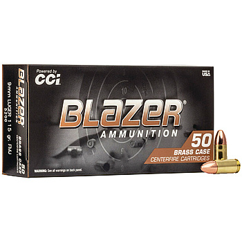 9mm Luger (9x19mm) 115gr FMJ CCI Blazer Brass Ammo Case (1000 rds)