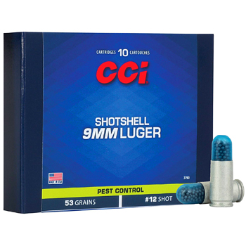 9mm Luger Shotshell 53gr #12 CCI Ammo Box (10 rds)