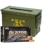 9mm Luger (9x19mm) 115gr FMJ CCI Blazer Brass Ammo in Used 50 Cal Ammo Can (1000 rds)