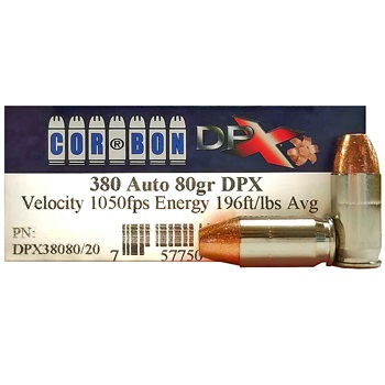 380 Auto (ACP) 80gr DPX Corbon Ammo Box (20 rds)