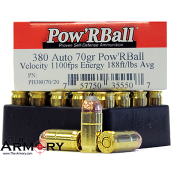 380 Auto (ACP) 70gr Pow'R Ball Corbon Ammo Box (20 rds)