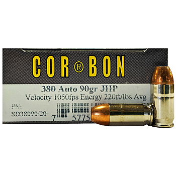 380 Auto (ACP) 90gr JHP Corbon Ammo Box (20 rds)