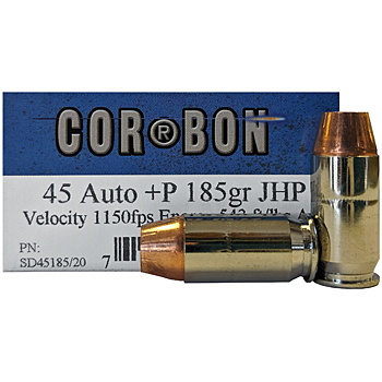 45 ACP (45 Auto) 185gr +P JHP Corbon Ammo Box (20 rds)