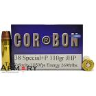 38 Special 110gr +P JHP Corbon Ammo Box (20 rds)