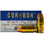 40 S&W 150gr JHP Corbon Ammo Box (20 rds)