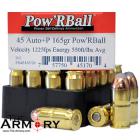 45 ACP (45 Auto) 165gr +P Pow'R Ball Corbon Ammo Box (20 rds)