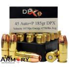 45 ACP (45 Auto) 185gr +P DPX Corbon Ammo Box (20 rds)