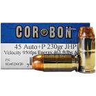 45 ACP (45 Auto) 230gr +P JHP Corbon Ammo Box (20 rds)