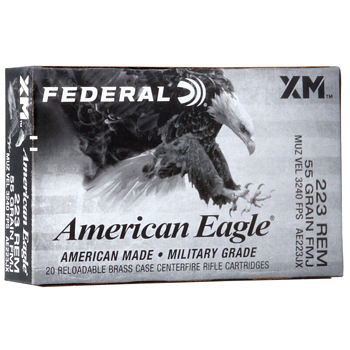 223 Rem (5.56x45mm) 55gr FMJ Federal American Eagle XM Ammo Case (500 rds)