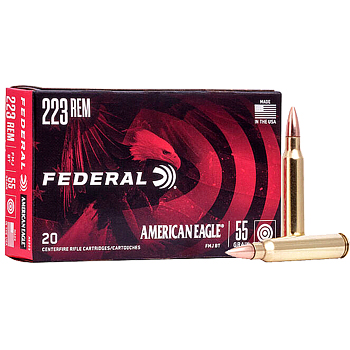 223 Remington (5.56x45mm) 55gr FMJBT Federal American Eagle Ammo Box (20 rds)