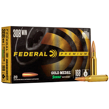 308 Win (7.62x51mm) 168gr BTHP Federal Gold Medal Match Ammo Box (20 rds)