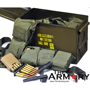 308 Win (7.62x51mm) Lake City 147gr FMJBT M80 on Stripper Clips and Bandoliers in Ammo Can (420 rds)