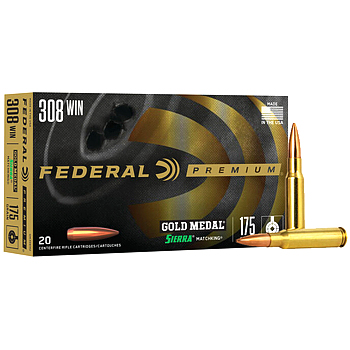 308 Win (7.62x51mm) 175gr BTHP Federal Gold Medal Match Ammo Box (20 rds)