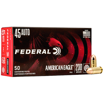45 ACP (45 Auto) 230gr FMJ Federal American Eagle Ammo Box (50 rds)