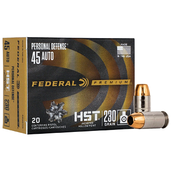 45 ACP (45 Auto) 230gr HST JHP Federal Personal Defense Ammo Box (20 rds)