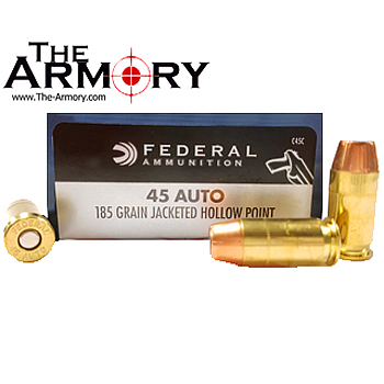 45 ACP (45 Auto) 185gr JHP Federal Personal Defense Ammo Box (20 rds)