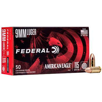 9mm Luger 115gr FMJ Federal American Eagle Ammo Case (1000 rds)