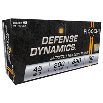 45 Auto (45 ACP) 200gr JHP Fiocchi Defense Dynamics Ammo Case (500 rds)