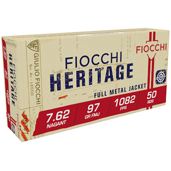 7.62mm Nagant 97gr FMJ Fiocchi Heritage Ammo Box (50 rds)