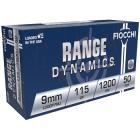 9mm Luger 115gr FMJ Fiocchi Range Dynamics Ammo Case (1000 rds)