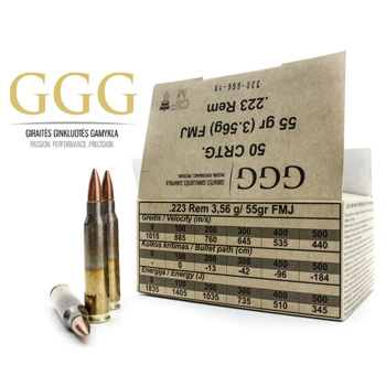 223 Remington (5.56x45mm) 55gr FMJ GGG Ammo Box (50 rds)