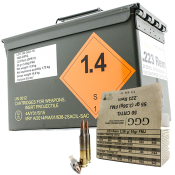223 Remington (5.56x45mm) 55gr FMJ GGG Ammo Can (1000 rds)