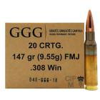 308 Winchester 147gr FMJ GGG Ammo Box (20 rds)