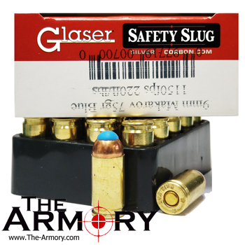 9mm Makarov (9x18mm) 75gr Glaser Blue Safety Slug Ammo Box (20 rds)