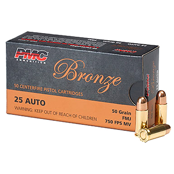 25 ACP 50gr FMJ PMC Bronze Ammo Box (50 rds)