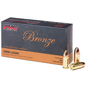 9mm Luger (9x19mm) 115gr FMJ PMC Bronze Ammo Case (1000 rds)