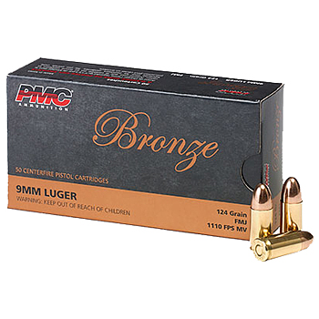 9mm Luger (9x19mm) 124gr FMJ PMC Bronze Ammo Case (1000 rds)