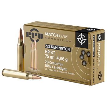223 Remington (5.56x45mm) 75gr HPBT PPU Match Ammo Case (1000 rds)