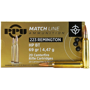 223 Remington (5.56x45mm) 69gr HPBT PPU Match Ammo Case (1000 rds)