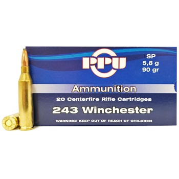243 Winchester 90gr SP PPU Ammo Box (20 rds)