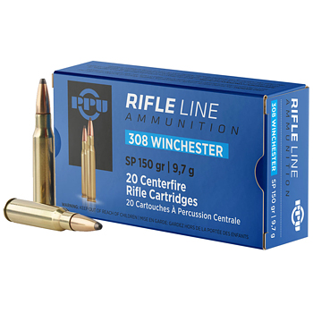 308 Win (7.62x51mm) 150gr SP PPU Ammo Box (20 rds)