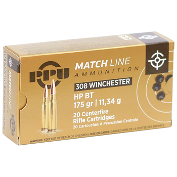 308 Win (7.62x51mm) NATO 175gr HPBT PPU MATCH Ammo Box (20 rds)
