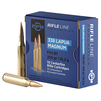 338 Lapua Magnum 250gr FMJBT PPU Ammo Box (10 rds)
