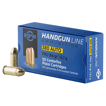 380 Auto (ACP) 94gr FMJ PPU Ammo Brick (500 rds)