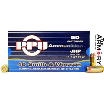 40 S&W 180gr JHP PPU Case (500rds)