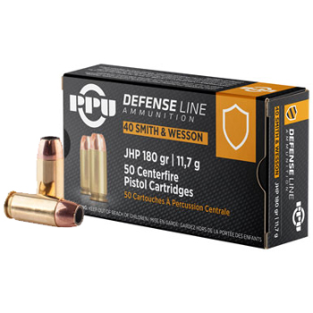40 S&W 180gr JHP PPU Defense Ammo Box (50 rds)