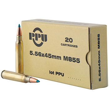 5.56x45mm 62gr FMJBT M855 PPU Ammo Brick (500 rds)