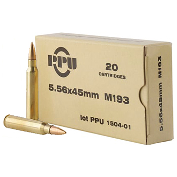 5.56x45mm M193 55gr FMJBT PPU Ammo Box (20 rds)