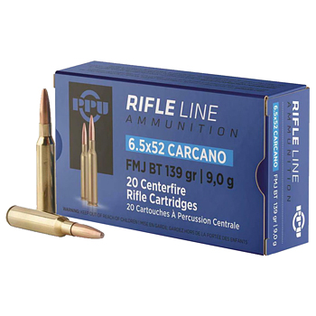 6.5x52 Carcano 139gr FMJBT PPU Ammo Box (20 rds)